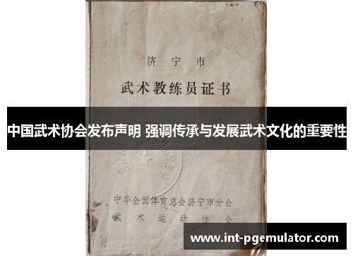 中国武术协会发布声明 强调传承与发展武术文化的重要性